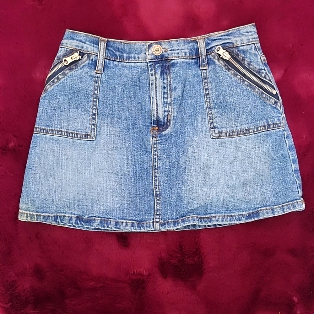 PRE-LOVED HOT KISS VINTAGE Y2K DENIM MINI SKIRT-1